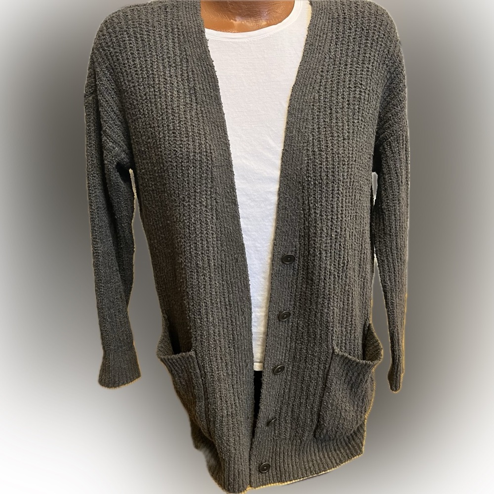 Eileen Fisher oversized boyfriend cardigan sweater organic cotton cashmere S